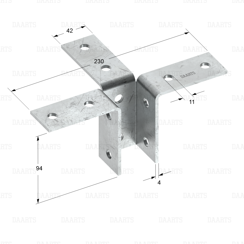 с размерами  Соединитель DS MQL 3D 230х94 тройной